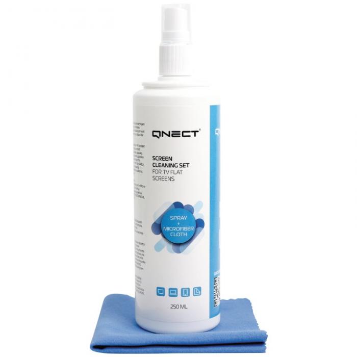 UTGATT1 - Qnect Cleaning Skrmrengringssats, 250 ml + mikrofiberduk