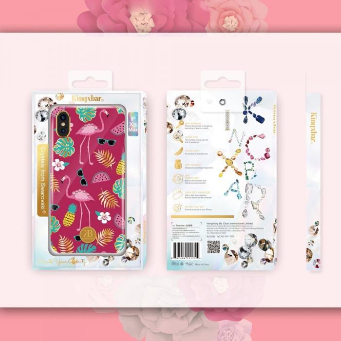 UTGATT5 - Kingxbar Blossom skal dekorerad Crystal iPhone XS Max Blå