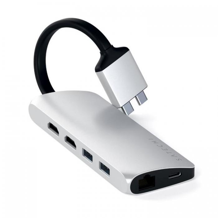 UTGATT1 - Satechi USB-C Multimedia Adapter Dual 4K HDMI Gigabit Ethernet - Silver