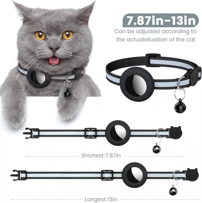 A-One Brand - Airtag Skal Silikon Cat Collar med Breakaway Bell - Grn