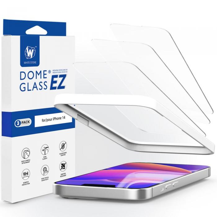 UTGATT1 - Whitestone iPhone 14 Skrmskydd i Hrdat Glas Dome Glass (3-PACK)