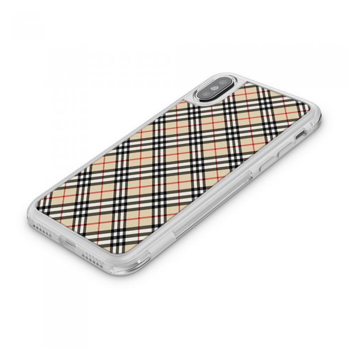 UTGATT5 - Fashion mobilskal till Apple iPhone X - Rutig diagonal - Beige