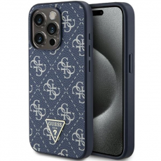 Guess - Guess iPhone 15 Pro Mobilskal 4G Triangle Metal Logo - Blå