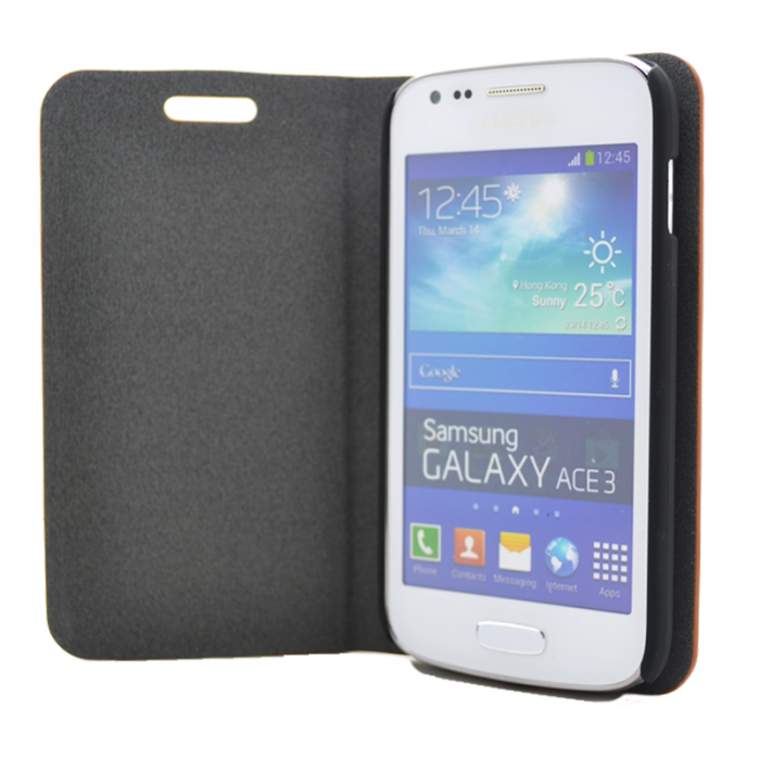UTGATT4 - Side flip mobilvska till Samsung Galaxy Ace 3 S7272 (Brun)