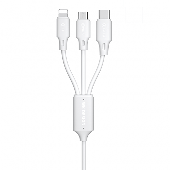 UTGATT4 - WK Design USB micro USB/lightning/USB-C Kabel 115cm Vit