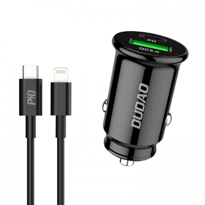UTGATT5 - Dudao Fast Billaddare USB-C kabel - Lightning 18W - Svart