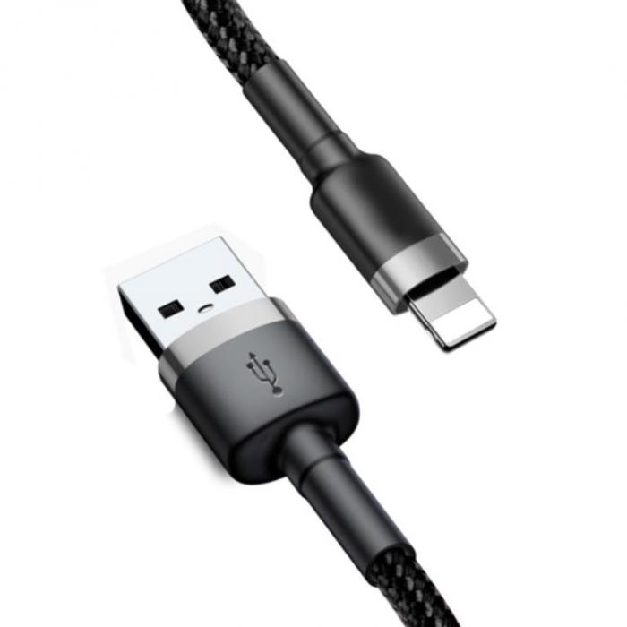 SiGN - SiGN Kevlar USB-kabel med Lightning 1.5A, 2m - Gr/Svart