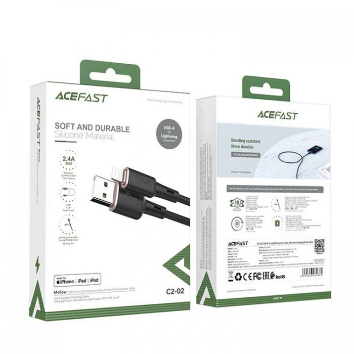 Acefast - Acefast Lightning Kabel 1.2m - Svart
