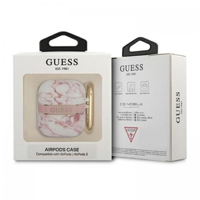 Guess - Guess AirPods Skal Marble Strap Collection - Rosa