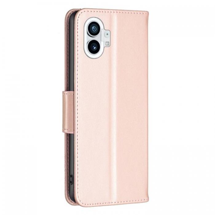 A-One Brand - Nothing Phone 1 Plnboksfodral Butterfly Imprinted - Rosa Guld