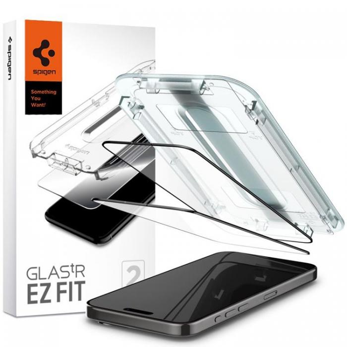 Spigen - [2-Pack] Spigen iPhone 15 Plus Hrdat Glas Skrmskydd 'EZ' Fit