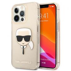 KARL LAGERFELD - Karl Lagerfeld iPhone 13 Pro Max Skal Glitter Karl`s Head - Guld