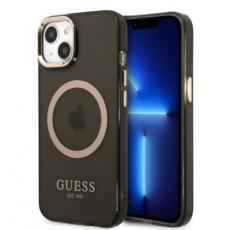 Guess - GUESS iPhone 13 Skal MagSafe Gold Outline Translucent - Svart