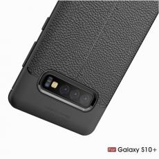 A-One Brand - Litchi Skin TPU Skal till Samsung Galaxy S10 Plus - Svart