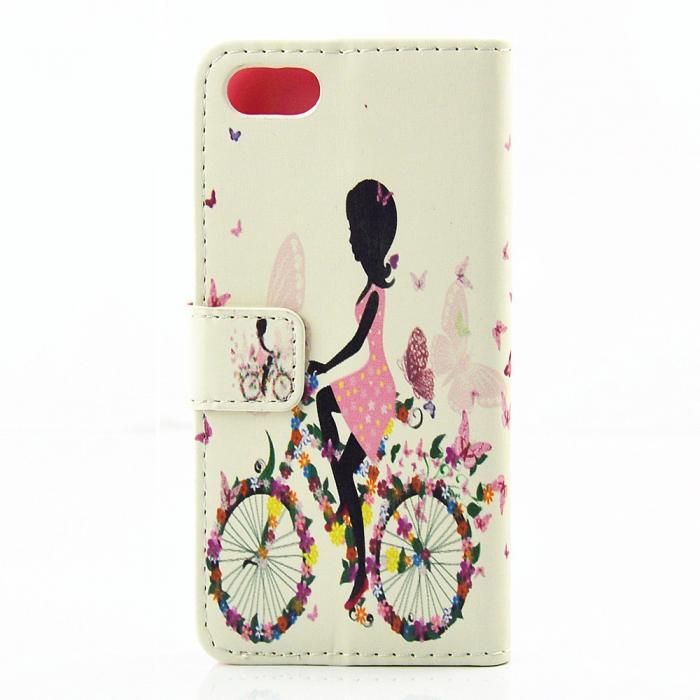 UTGATT5 - Plnboksfodral till iPhone 7/8/SE 2020 - Cykel med blommor