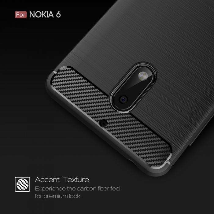 UTGATT4 - Carbon Brushed Skal till Nokia 6 - Bl