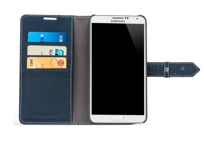 UTGATT4 - Qialino Exklusive Plnboksfodral till Samsung Galaxy Note 3 N9000 (Bl)