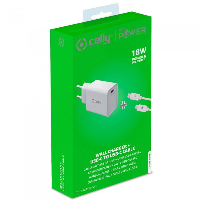 UTGATT5 - Celly - USB-laddkit PD USB-C -> USB-C 18W