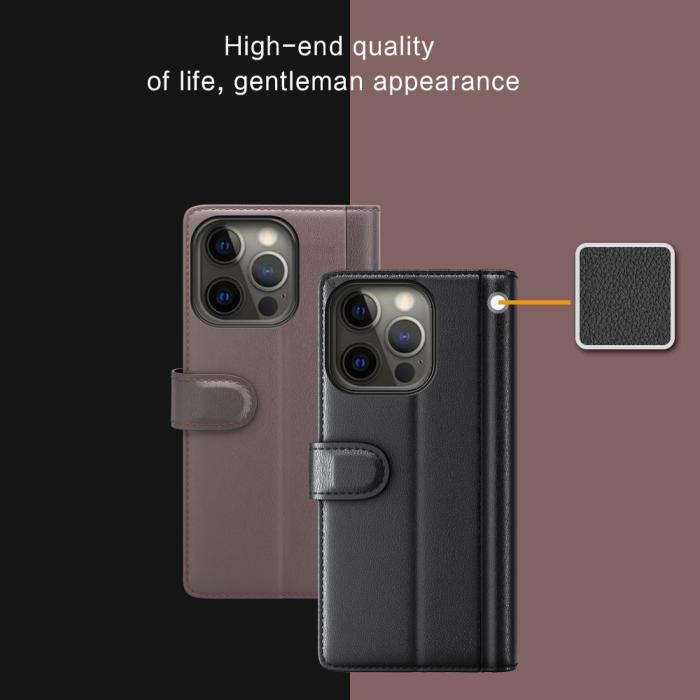 A-One Brand - kta Lder Fodral till iPhone 13 Pro Max - Svart