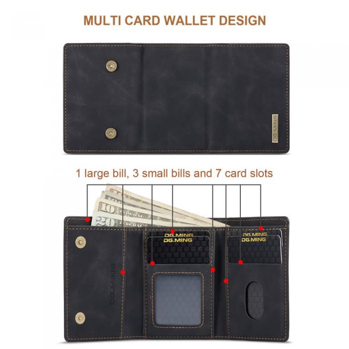 DG.MING - iPhone 11 Skal DG.MING M1 Magnetic Tri-fold Wallet Med Kickstand - Svart