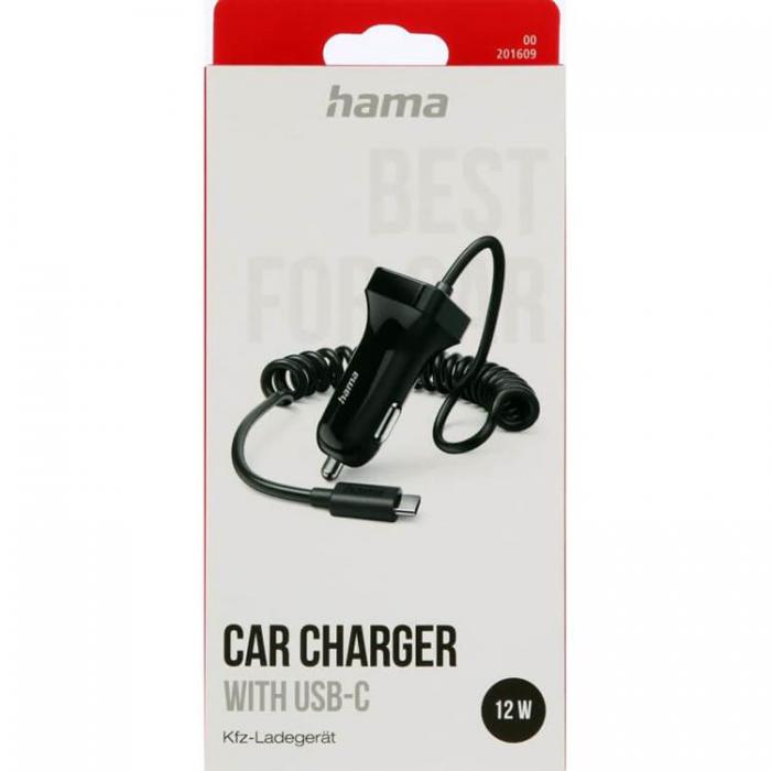 Hama - HAMA Billaddare USB-C 12W - Svart