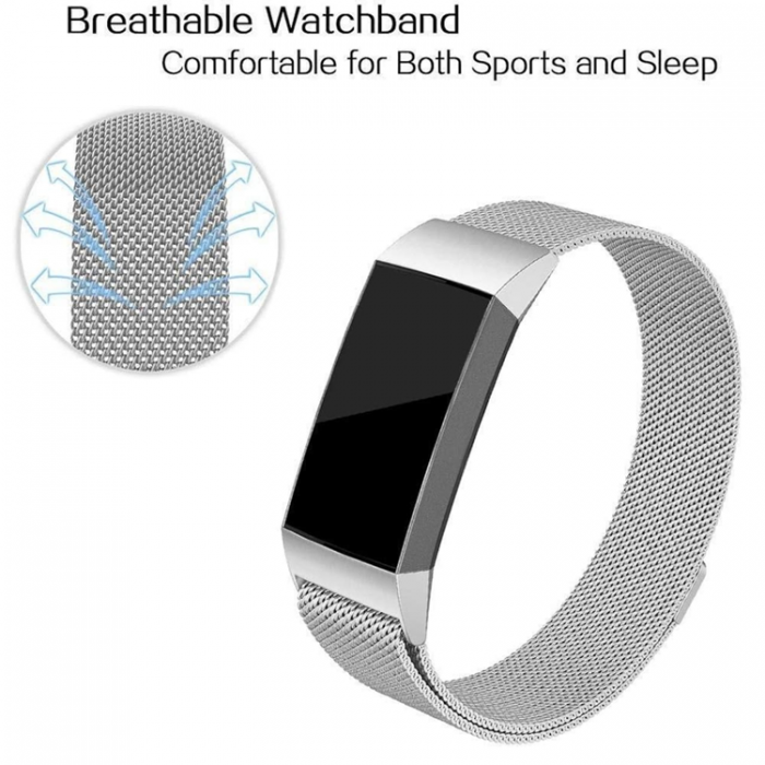 A-One Brand - Fitbit Charge 4/3 Armband Milanese Loop - Silver