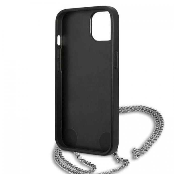 KARL LAGERFELD - Karl Lagerfeld iPhone 13 mini Halsbandskal Lder Textured and Chain - Svart