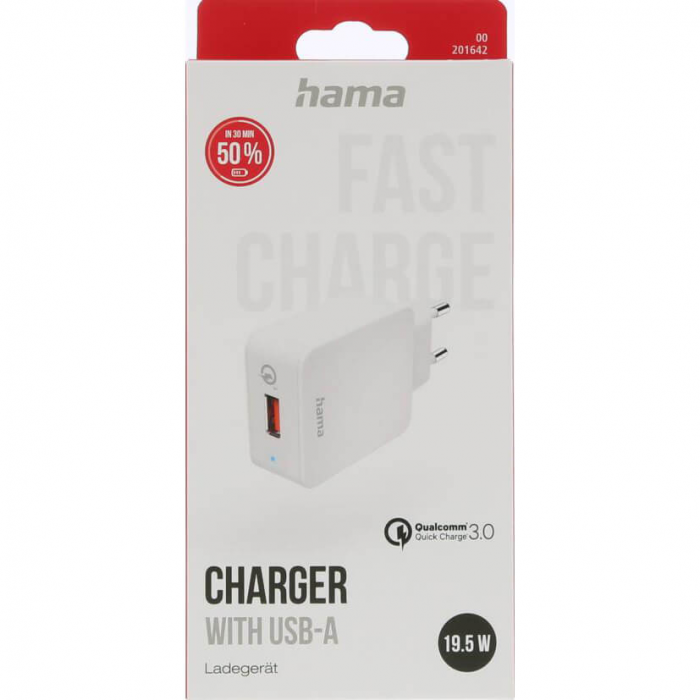 Hama - HAMA Snabbladdare 1x USB-A Qualcomm 19,5W - Vit