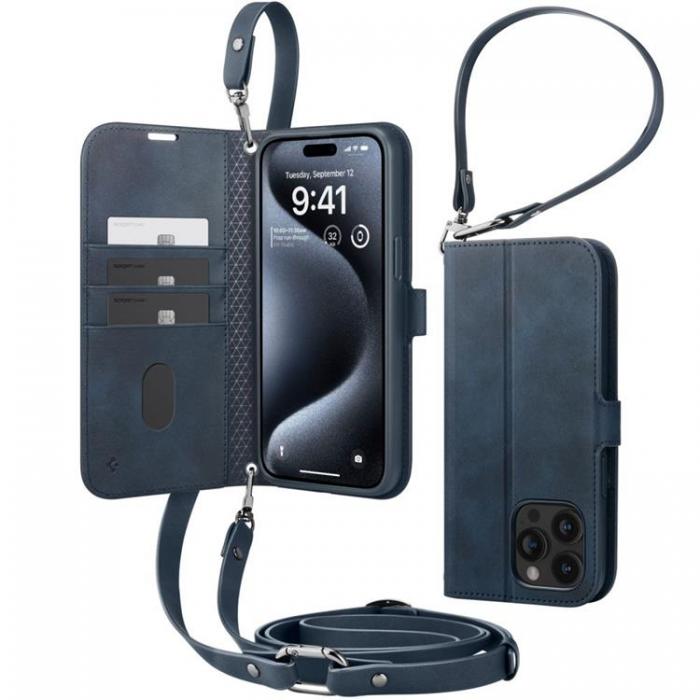 Spigen - Spigen iPhone 15 Pro Max Plnboksfodral 'S' Pro - Navy