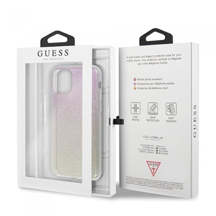 Guess - Guess iPhone 11 Pro Skal Rosguld Glitter Gradient