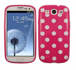 A-One Brand - Polka dot FlexiCase Skal till Samsung Galaxy S3 i9300 (Magenta)