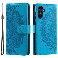 A-One Brand - Galaxy A24 4G Plånboksfodral Imprinted Mandala Flower - Blå