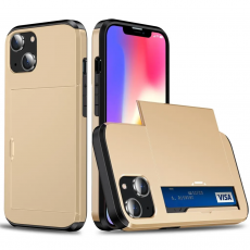 Taltech - iPhone 15 Plus Mobilskal Korthållare - Guld
