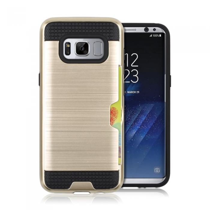 UTGATT5 - Brushed Combo Mobilskal med kortplats Samsung Galaxy S8 Plus - Guld