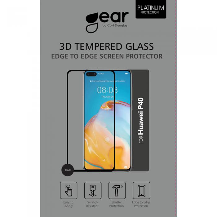 UTGATT1 - GEAR Hrdat Glas 3D Full Cover Black Huawei P40