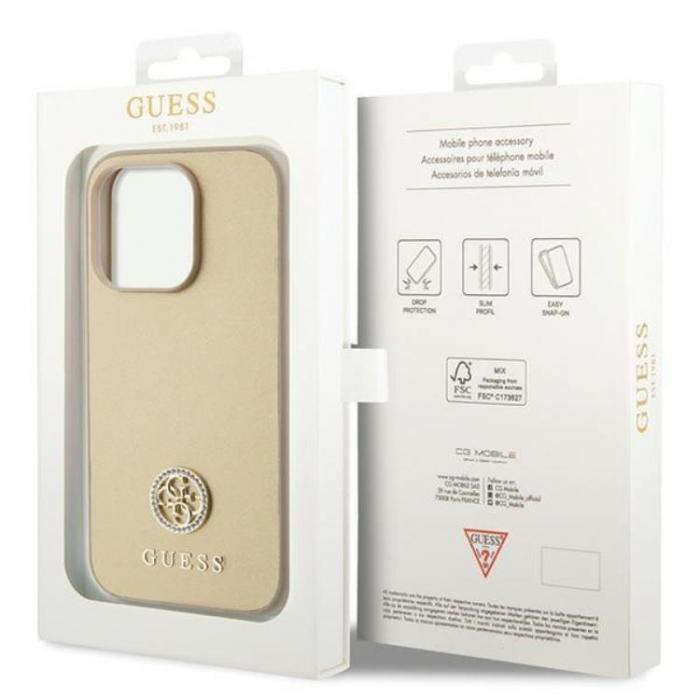 Guess - Guess iPhone 15 Pro Mobilskal Strass Metal Logo - Guld