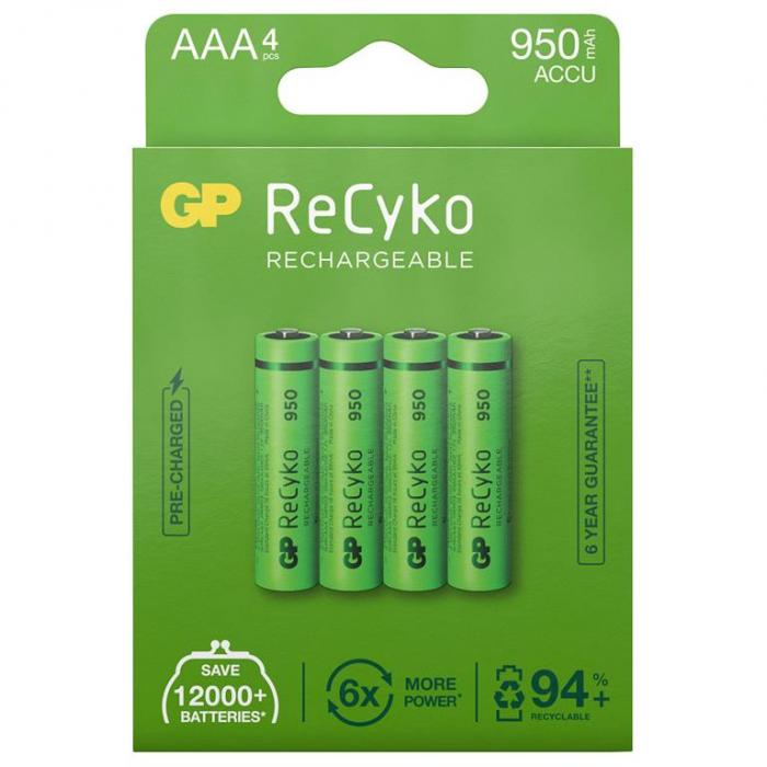 UTGATT5 - GP ReCyko Laddningsbara AAA-batterier 950mAh 4-p