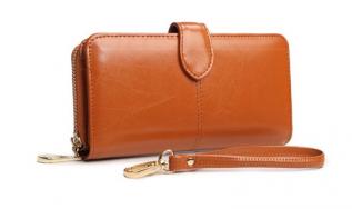 A-One Brand - Zipper Clutch Multipurpose Plånbok - Brun