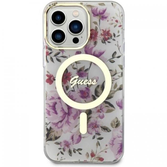 Guess - Guess iPhone 14 Pro Max Mobilskal MagSafe Flower - Transparent