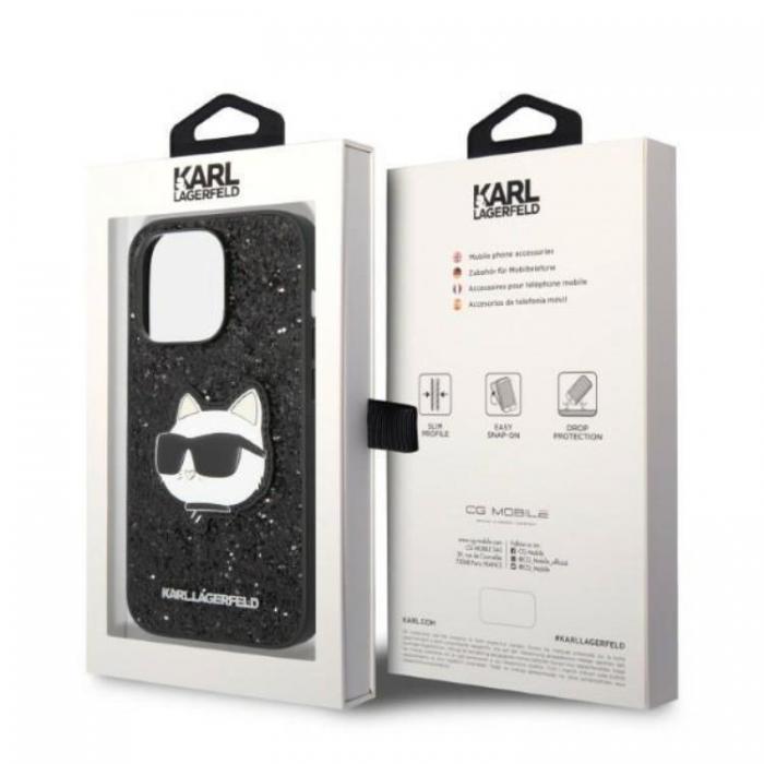 KARL LAGERFELD - Karl Lagerfeld iPhone 14 Pro Skal Glitter Choupette Patch - Svart