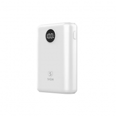 SiGN - SiGN Mini Q.C Powerbank med Display 10.000mAh - Vit