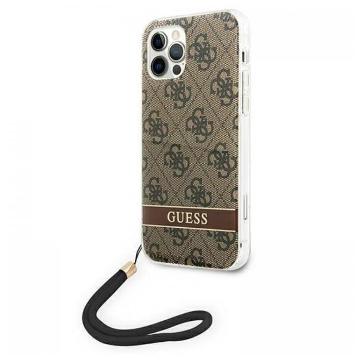 Guess - Guess iPhone 12/12 Pro Skal 4G Print Strap - Brun