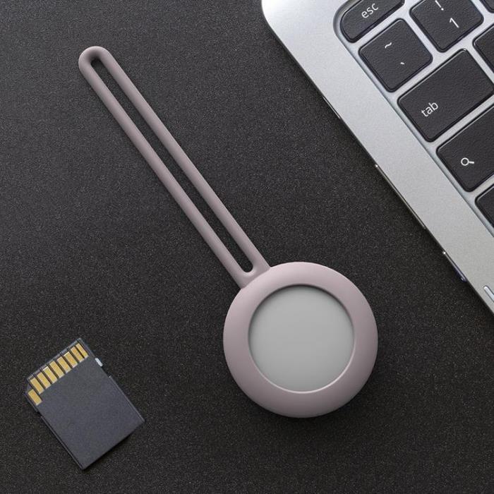UTGATT1 - Silicone Flexible keychain loop Skal Apple Airtag - Rosa