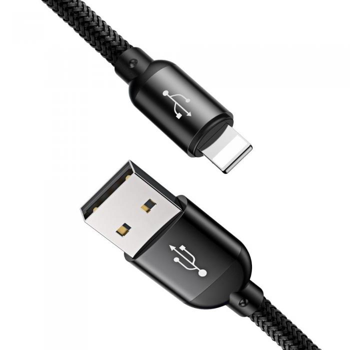 BASEUS - Baseus 3In1 USB-C & Lightning & Micro-Usb Kabel 120 cm Svart