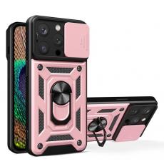 Ruhtel - iPhone 14 Pro Skal med Ringhållare Hybrid Armor Camshield - Rosa