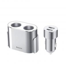 BASEUS - BASEUS 1-till-2 cigarettändare x2 80W billaddare 2xUSB 3,1A