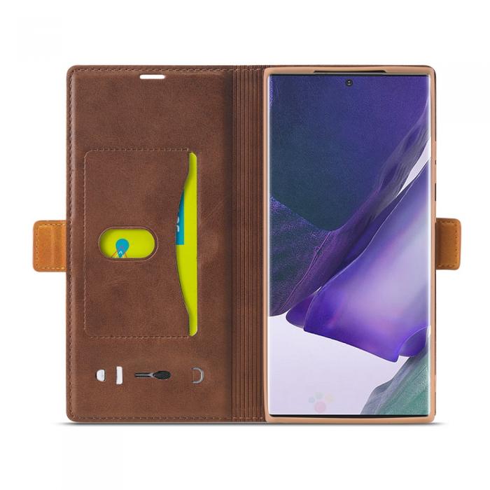 LC.imeeke - LC.IMEEKE Leather Card Holder Fodral Till Galaxy Note 20 Ultra - Brun