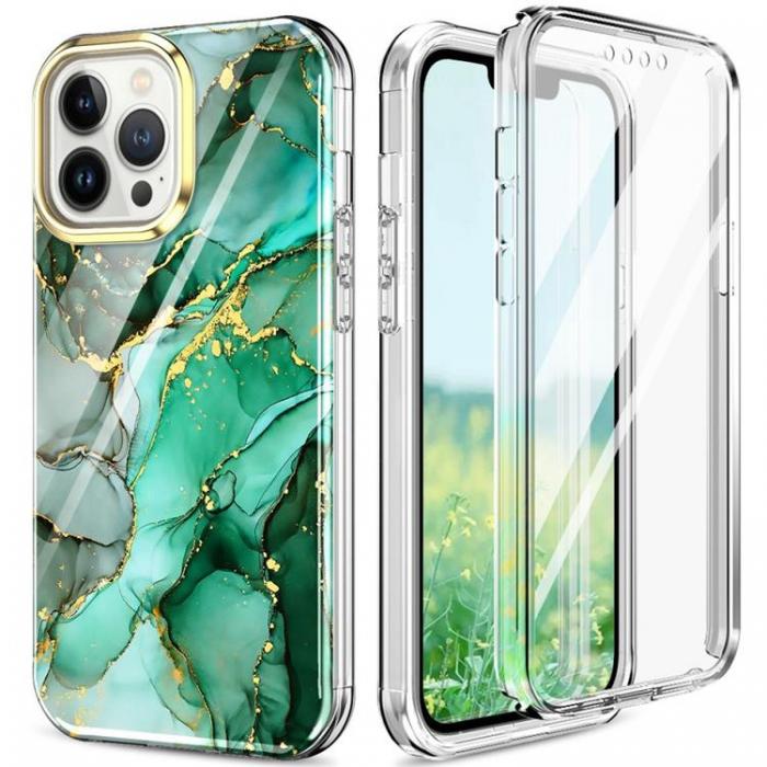 A-One Brand - iPhone 14 Pro Skal 360 Marble - Grn