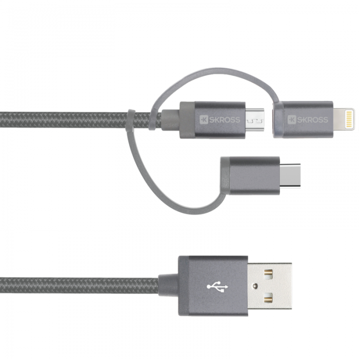 UTGATT1 - SKross 3in1 Micro/USB-C/Lightning Kabel 30cm