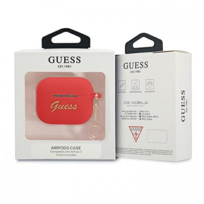 Guess - Guess AirPods 3 Skal Silicone Charm Heart - Rd